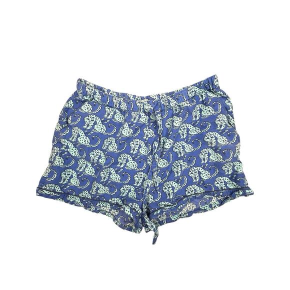 Anthropologie print fresh medium blue jaguar Leopard Cheetah Cat Sleep shorts - Picture 1 of 4